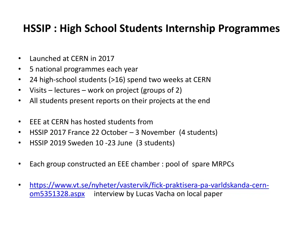 hssip high school students internship programmes