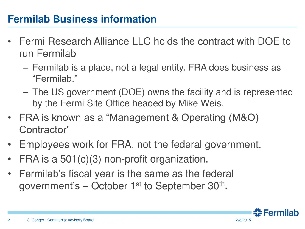 fermilab business information