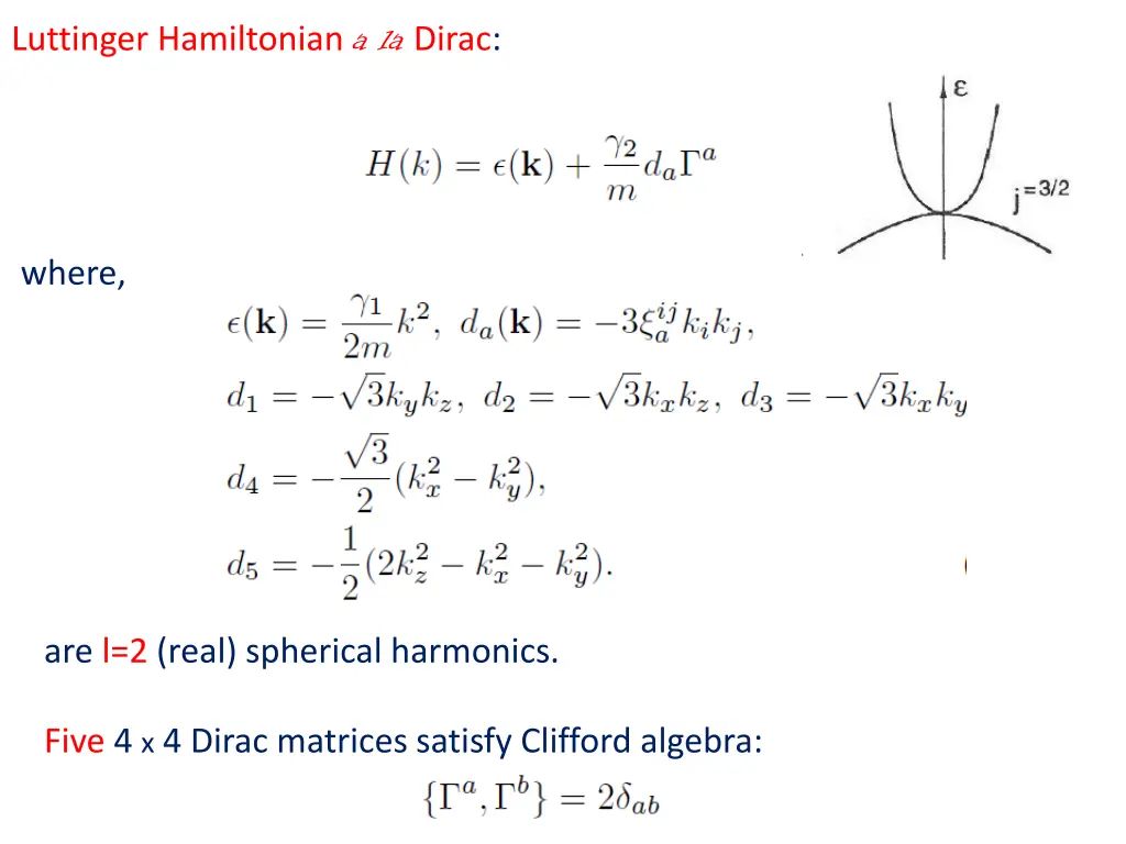 luttinger hamiltonian a la dirac