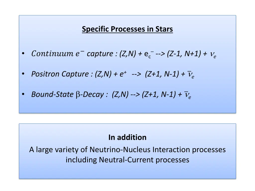 specific processes in stars