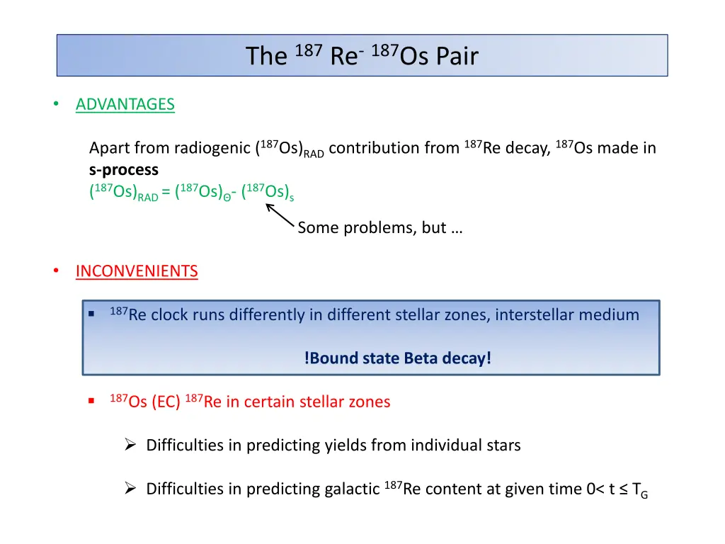 the 187 re 187 os pair