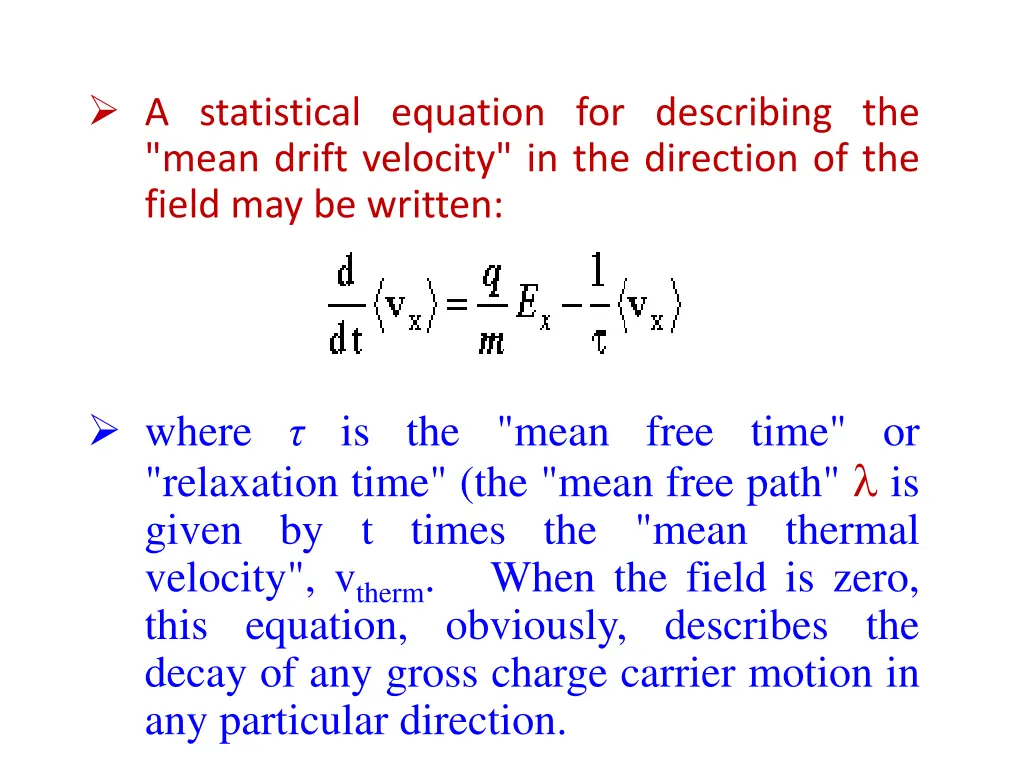 a statistical equation for describing the mean