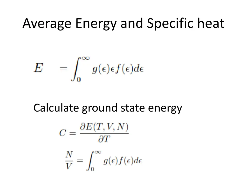 average energy and specific heat