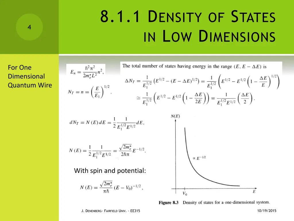 8 1 1 d ensity of s tates in l ow d imensions