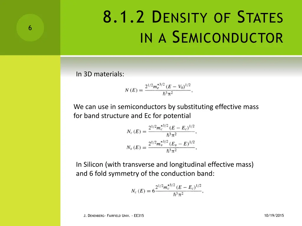 8 1 2 d ensity of s tates in a s emiconductor