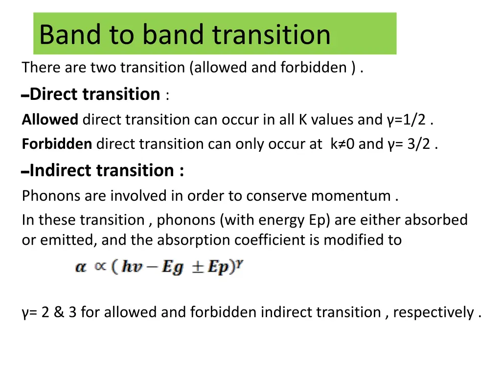 band to band transition there are two transition