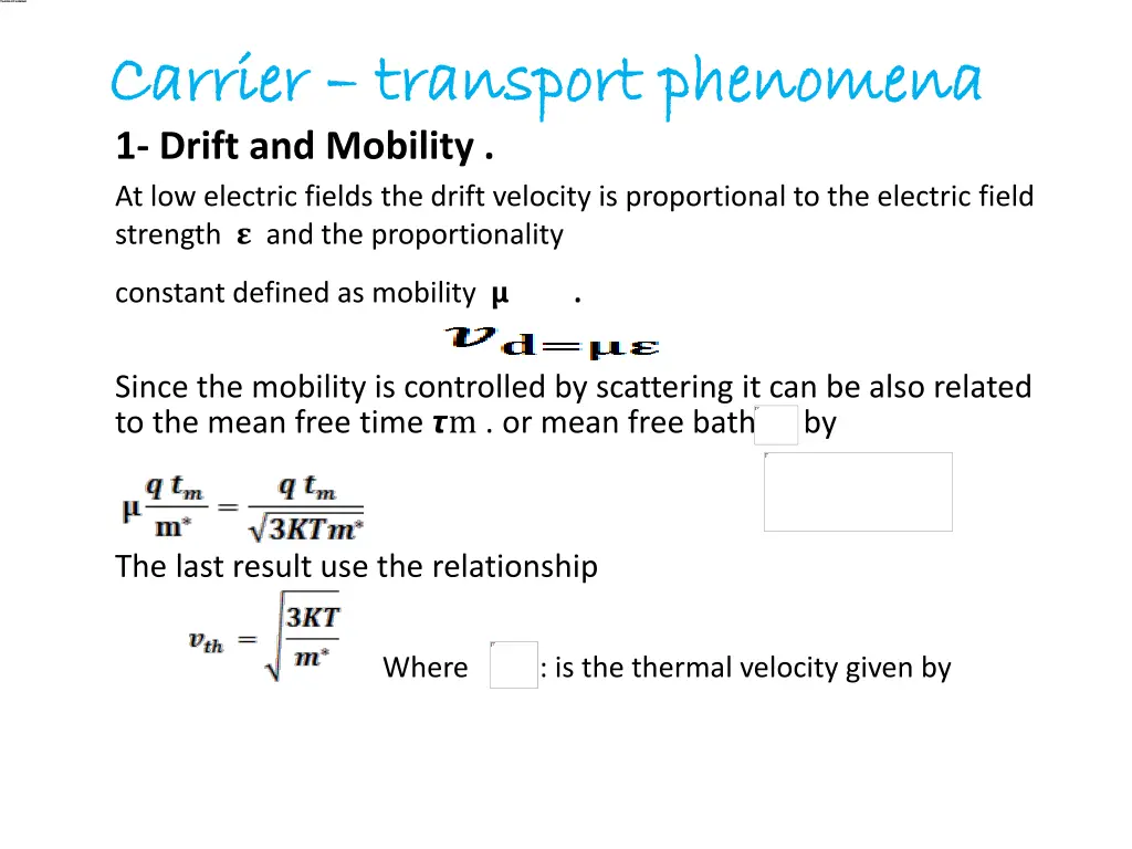 carrier carrier transport phenomena transport