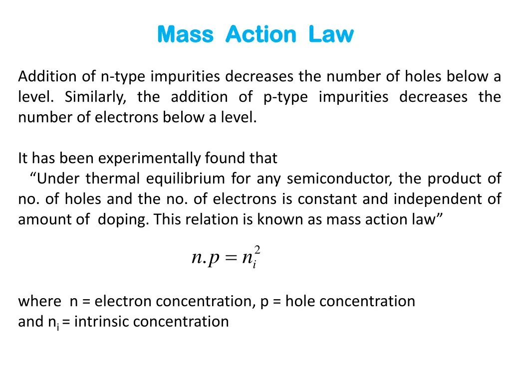 mass action law mass action law