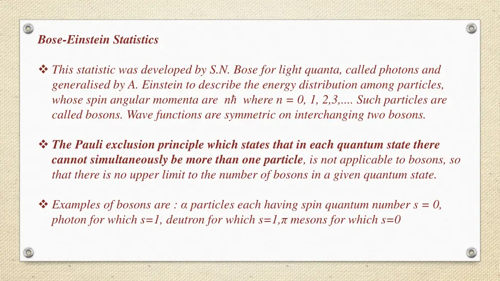 bose einstein statistics