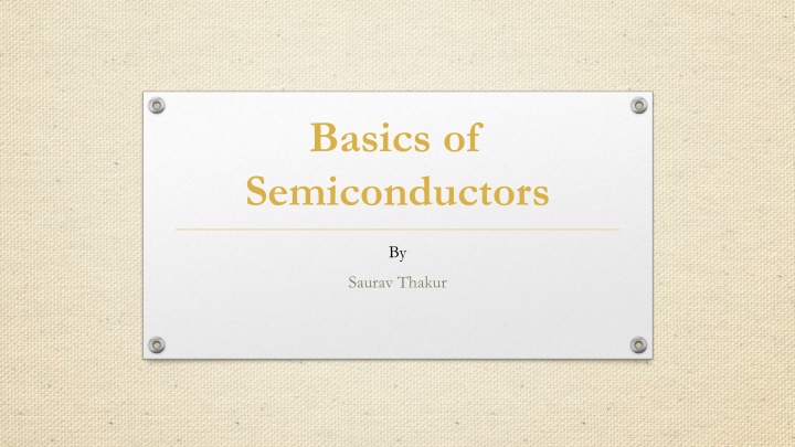 basics of semiconductors