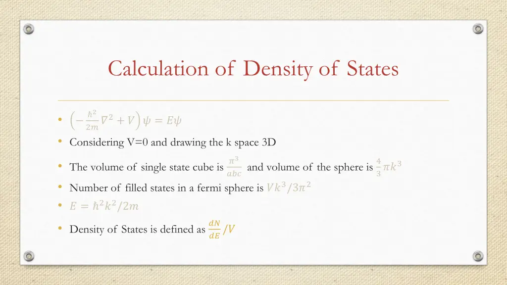 calculation of density of states