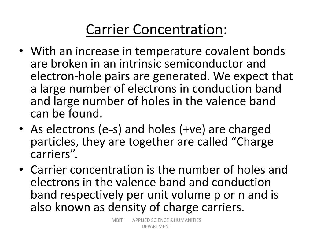 carrier concentration with an increase