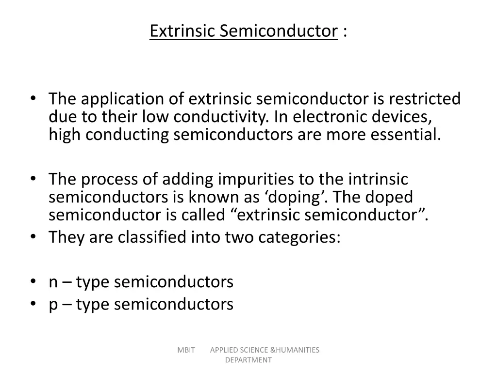 extrinsic semiconductor