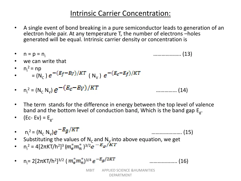 intrinsic carrier concentration