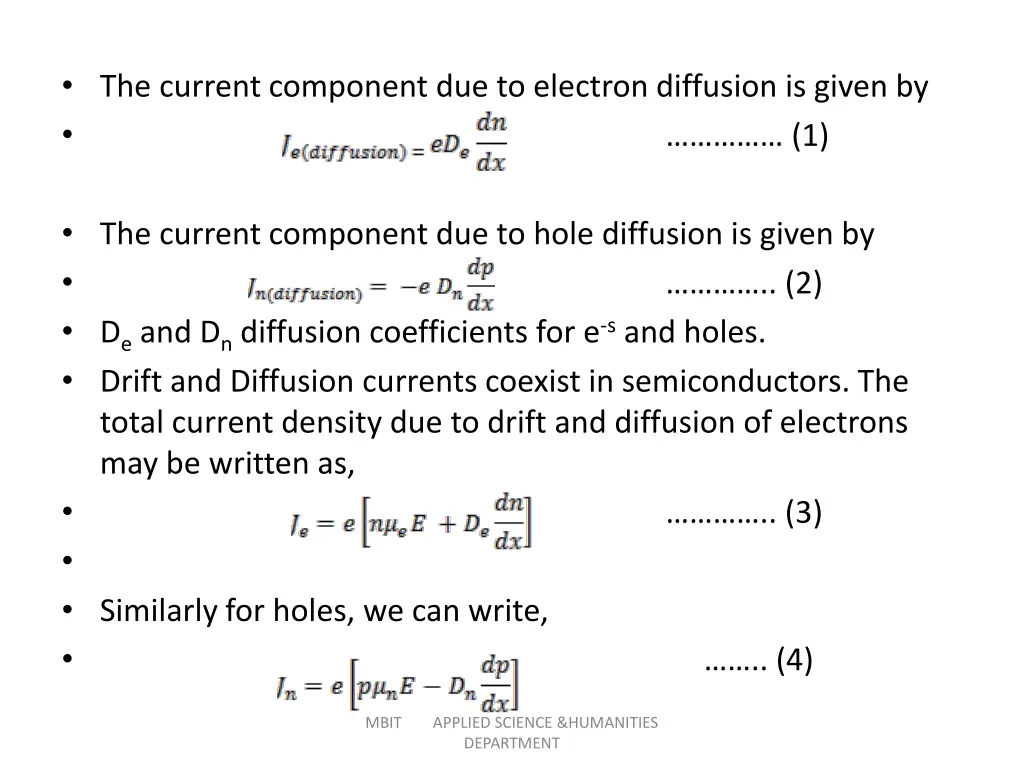 the current component due to electron diffusion