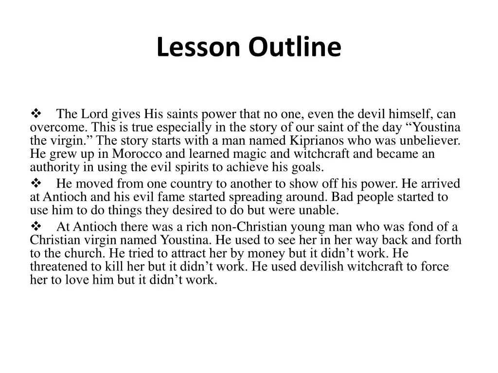 lesson outline