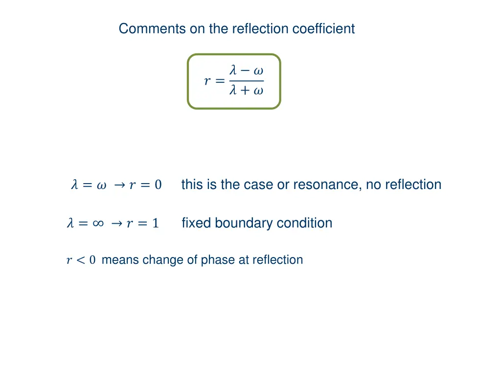 comments on the reflection coefficient