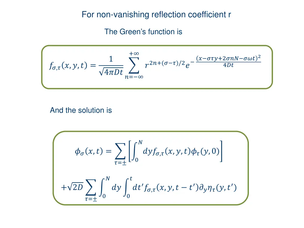 for non vanishing reflection coefficient r