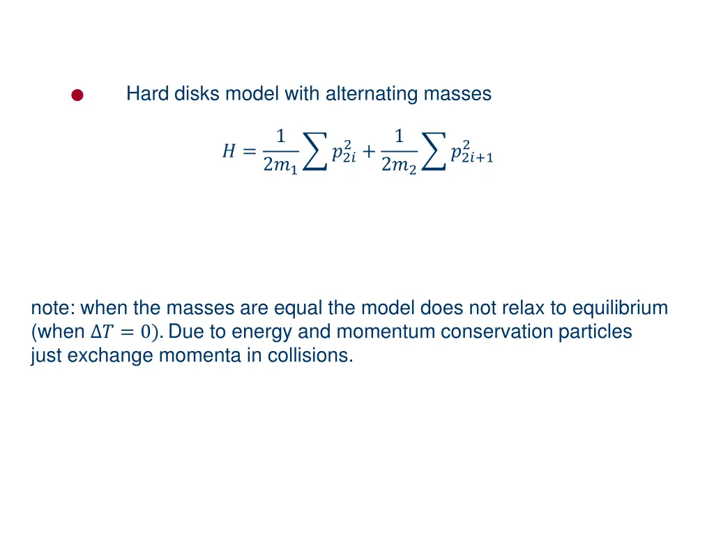 hard disks model with alternating masses