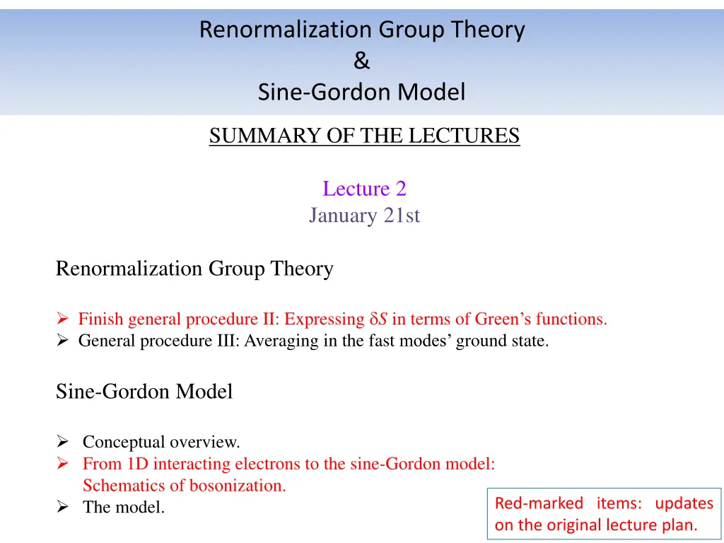 renormalization group theory sine gordon model 2