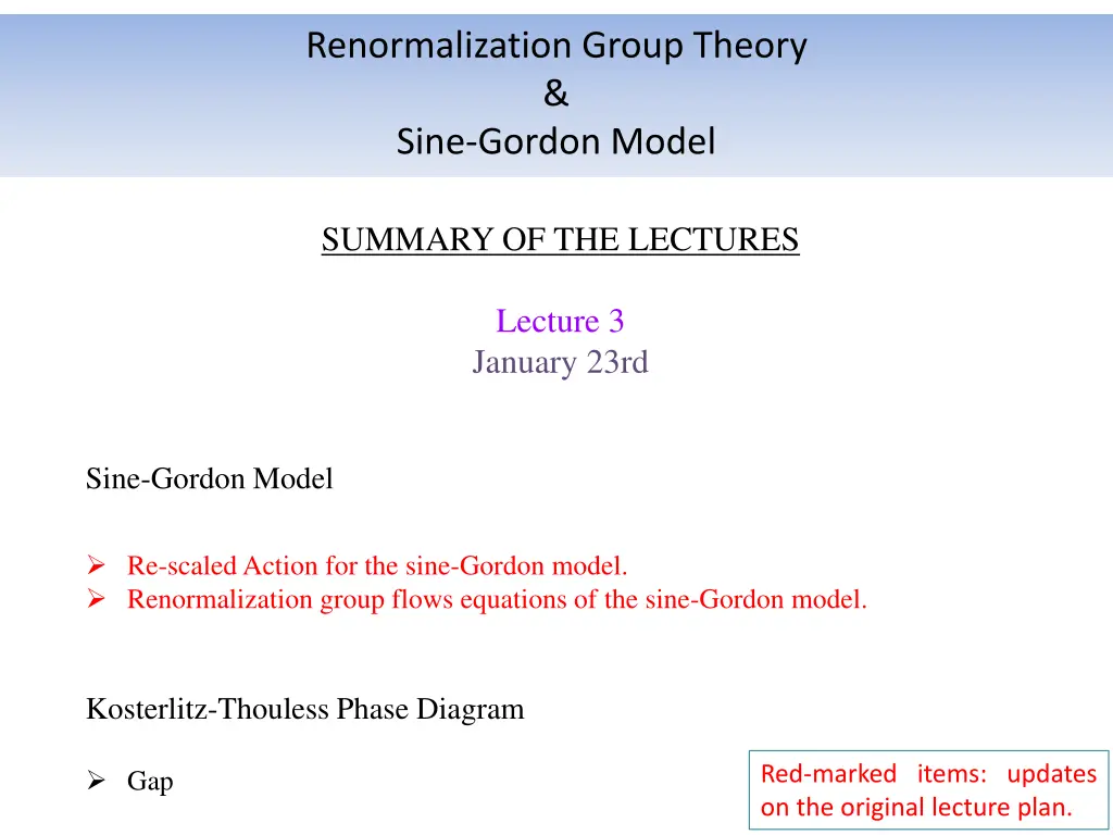 renormalization group theory sine gordon model 3