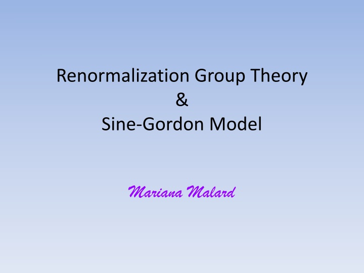 renormalization group theory sine gordon model