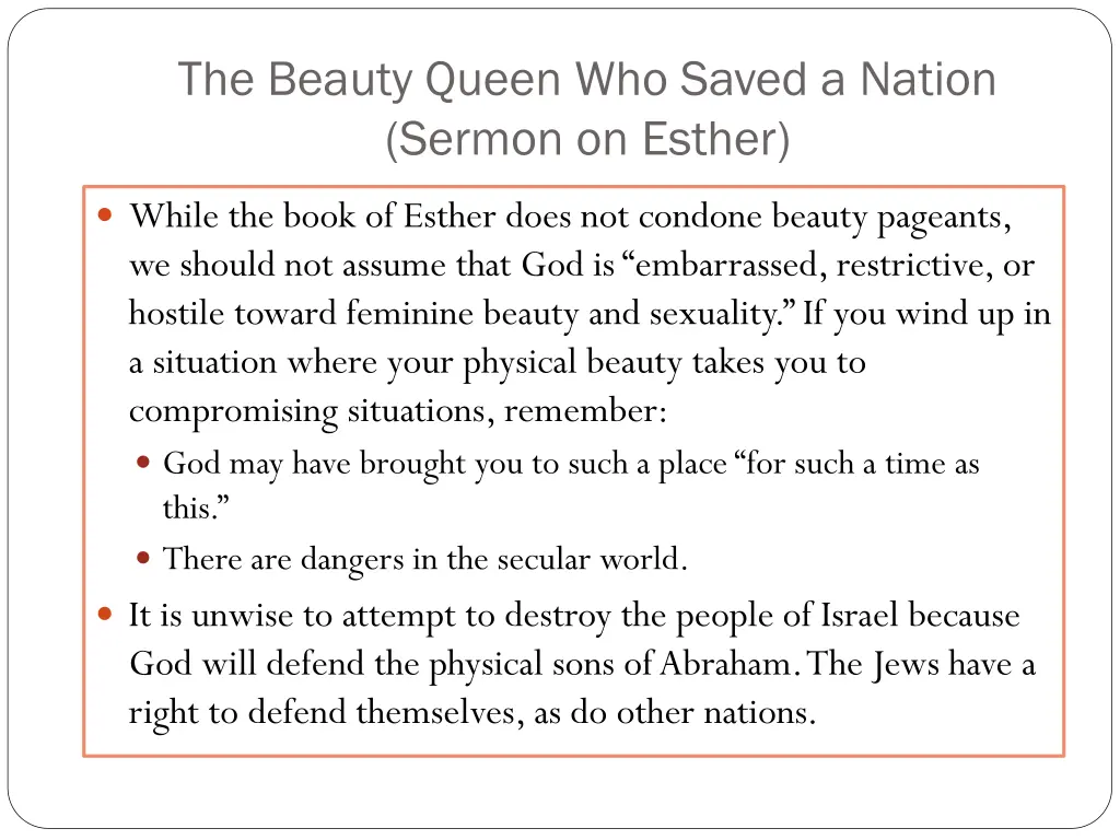 the beauty queen who saved a nation sermon