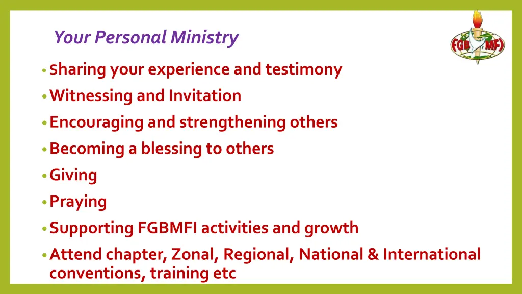 your personal ministry