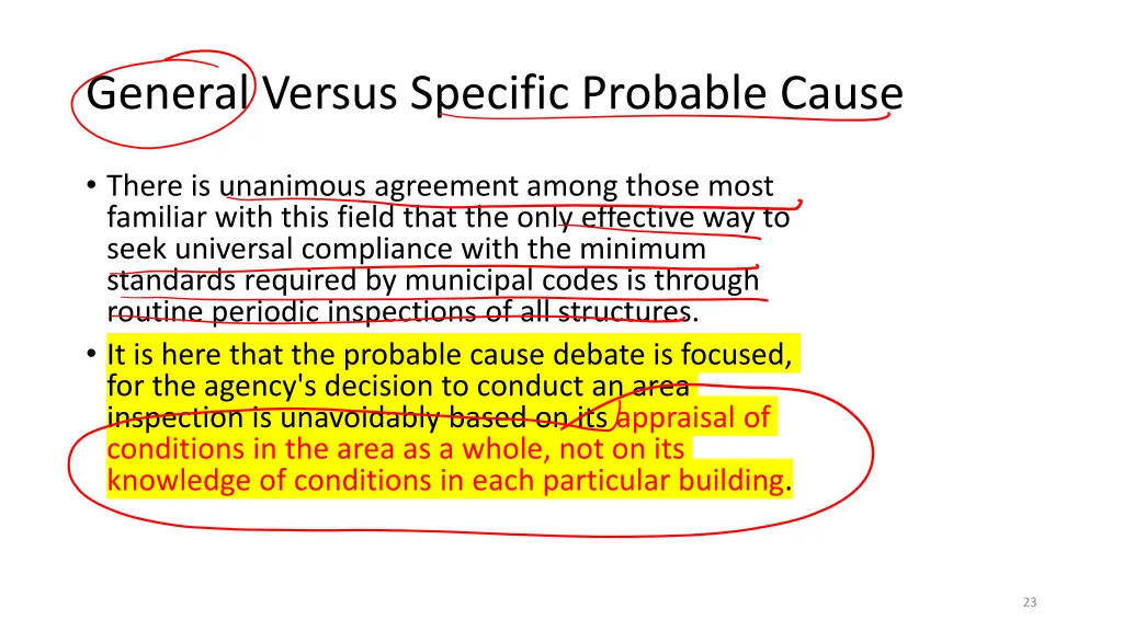 general versus specific probable cause