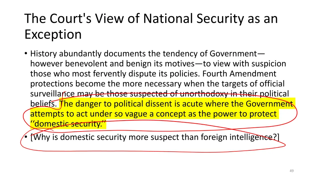 the court s view of national security