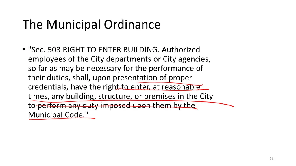 the municipal ordinance