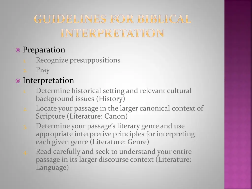 guidelines for biblical interpretation