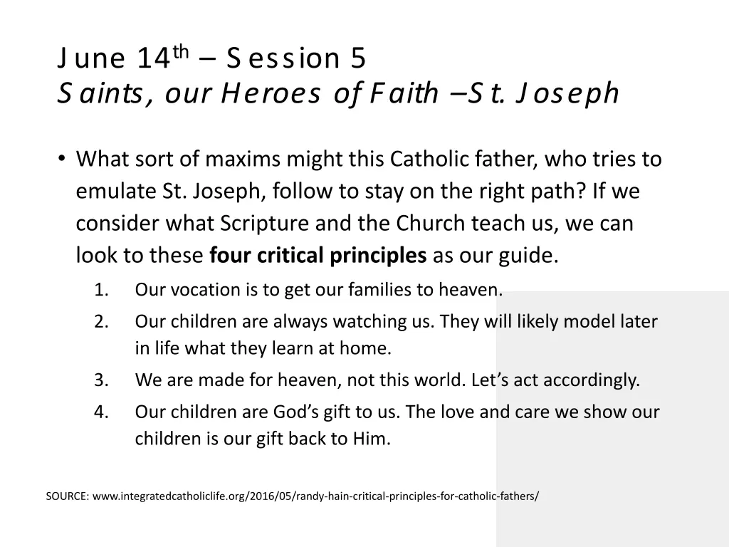 june 14 th s ession 5 s aints our heroes of faith 1