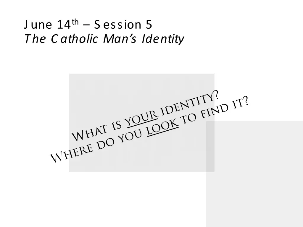 june 14 th s ession 5 the catholic man s identity