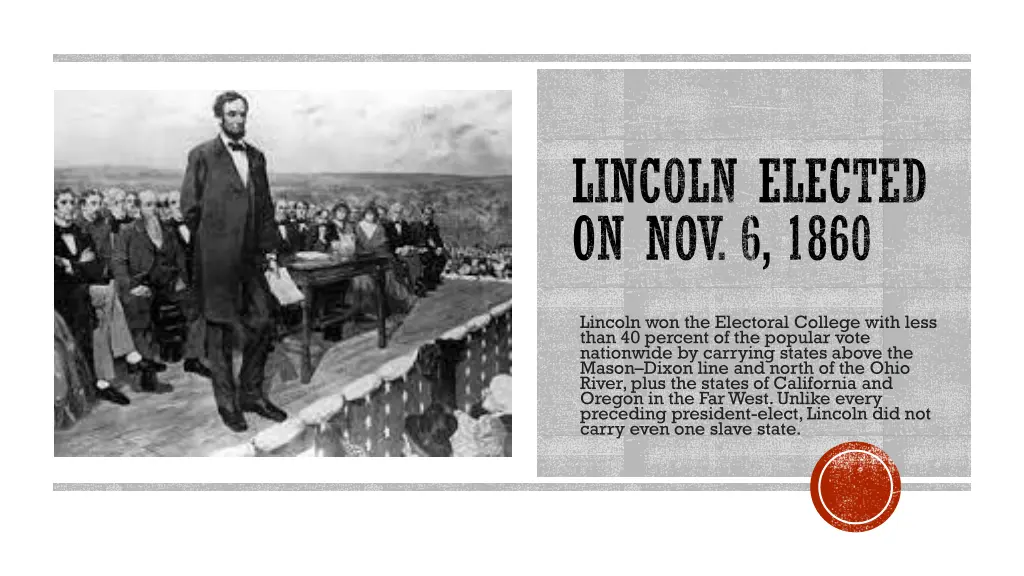 lincoln elected on nov 6 1860