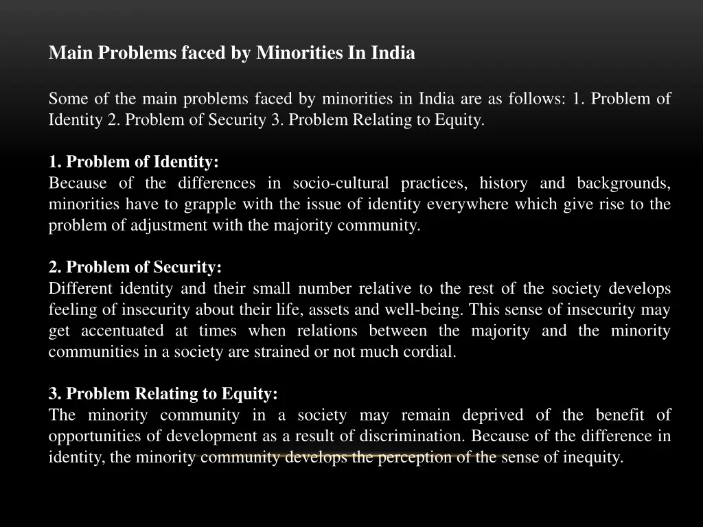 main problems faced by minorities in india