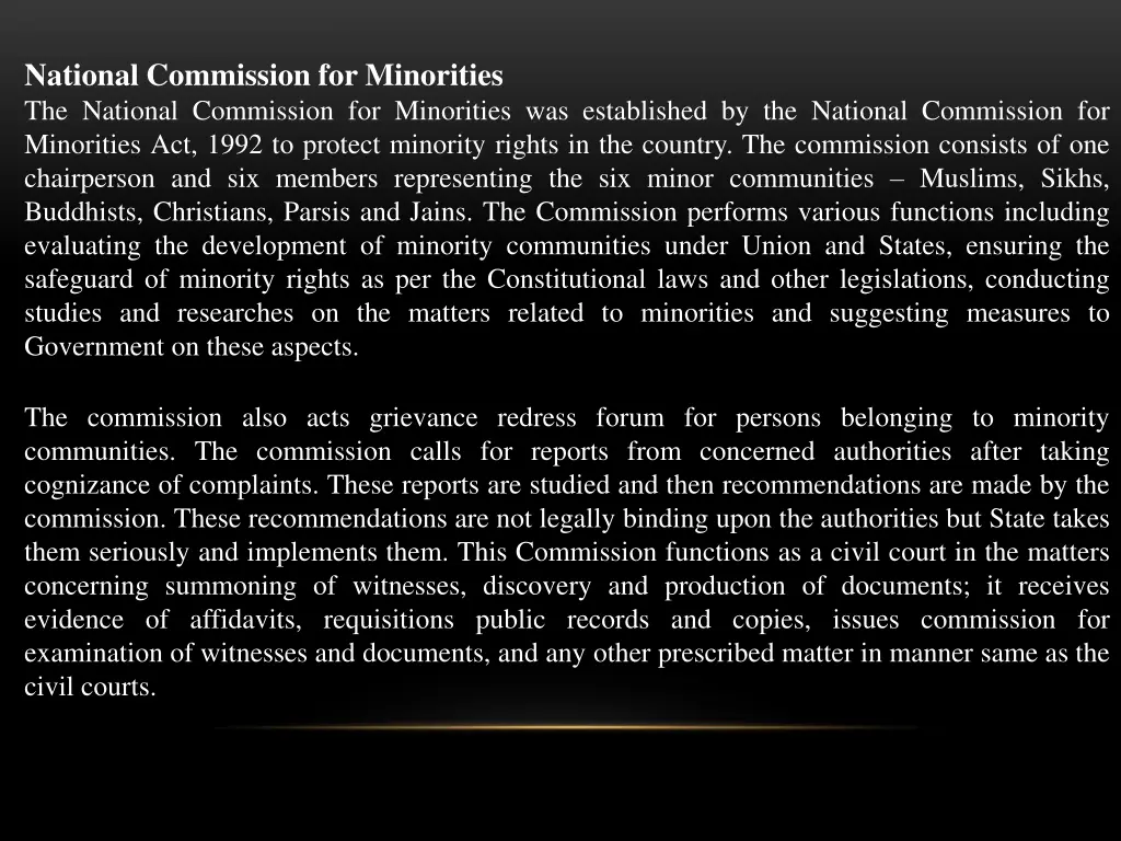 national commission for minorities the national