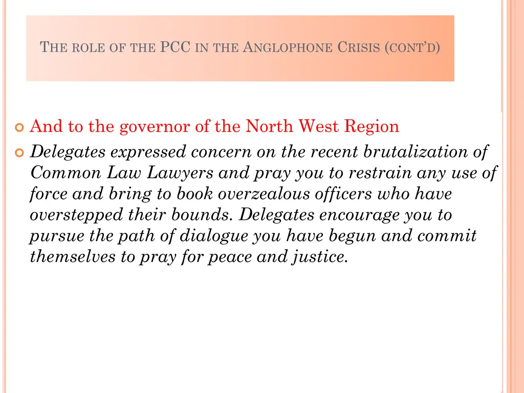 t he role of the pcc in the a nglophone c risis 12