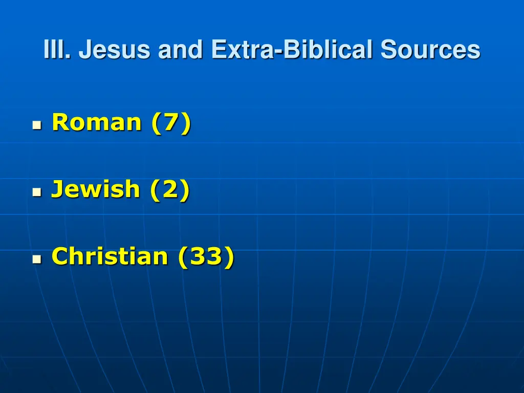 iii jesus and extra biblical sources