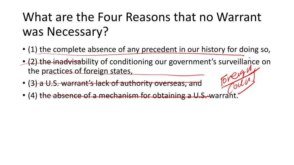 what are the four reasons that no warrant