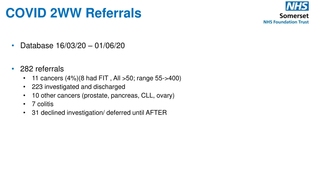 covid 2ww referrals