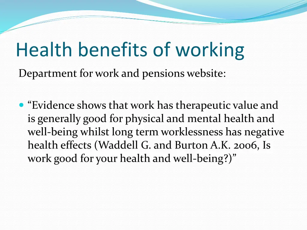 health benefits of working