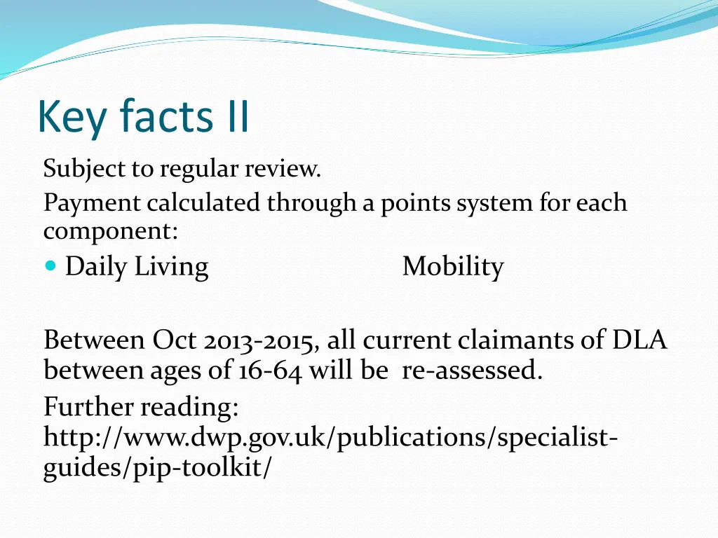 key facts ii subject to regular review payment