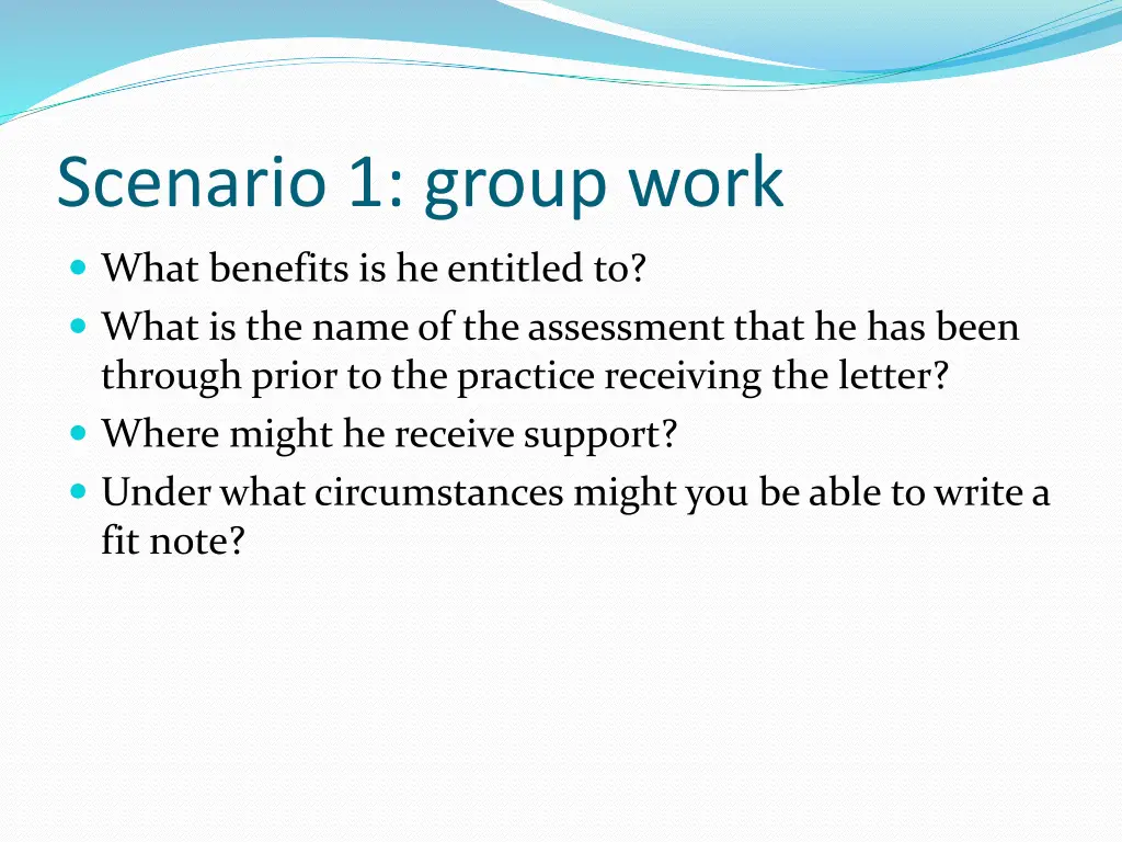 scenario 1 group work