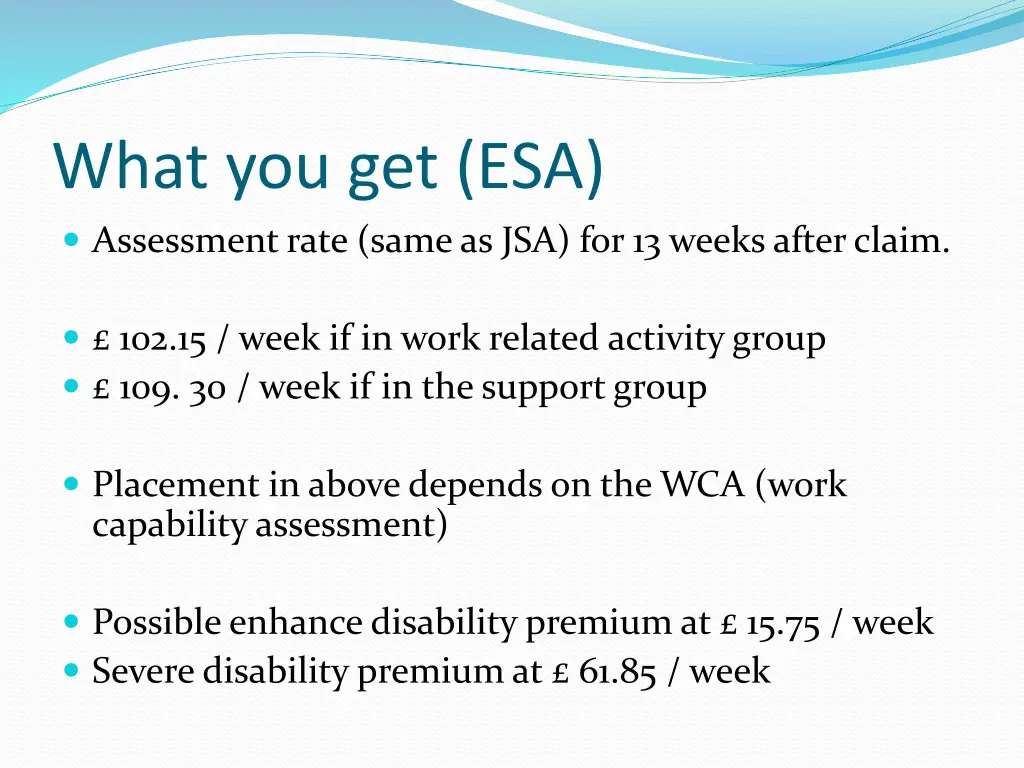 what you get esa assessment rate same