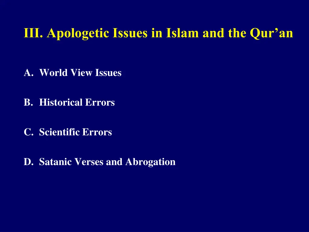 iii apologetic issues in islam and the qur an