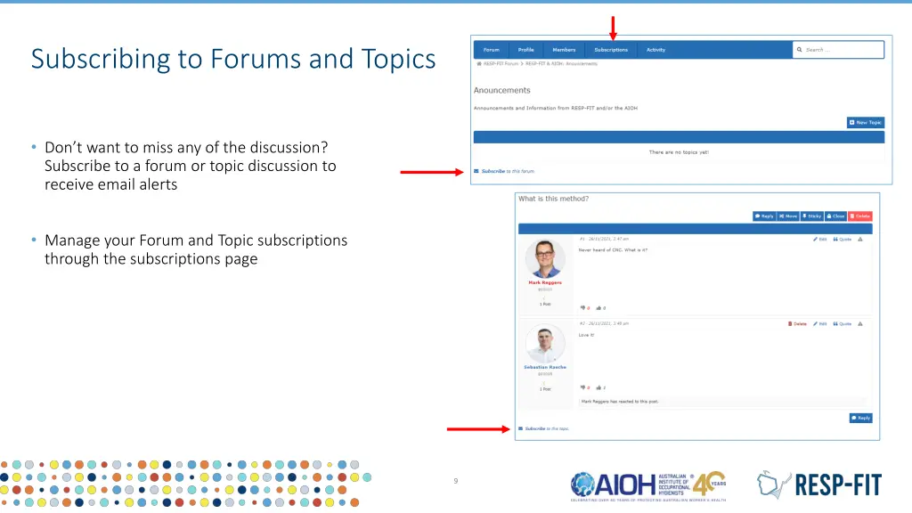 subscribing to forums and topics