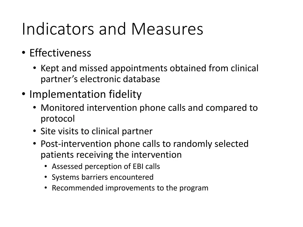 indicators and measures