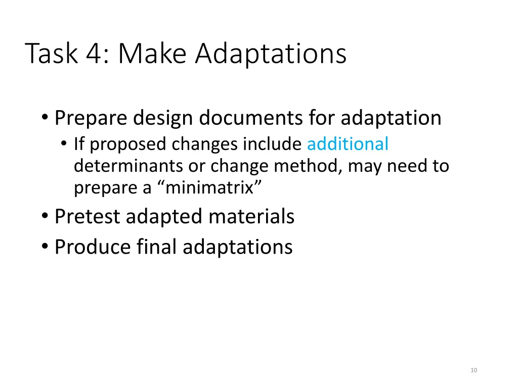 task 4 make adaptations