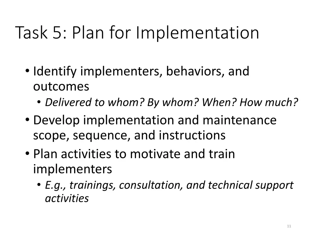 task 5 plan for implementation